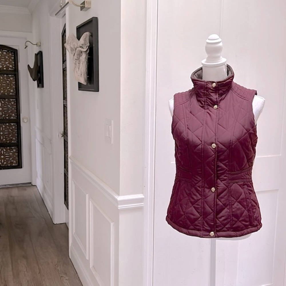 Weatherproof Womens Burgundy Faux Fur Lined‎ Quilted Vest Size S